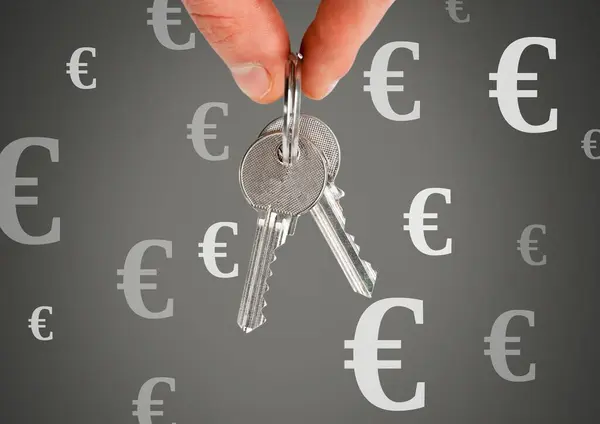 Holding Keys Euro Currency Icons Stock Image