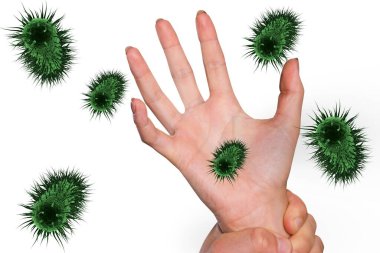 Virüsle çevrili eller