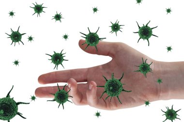 Virüsle çevrili eller