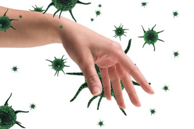 Virüsle çevrili eller