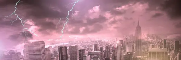 Lightning Strikes Sky City — Stock Photo, Image