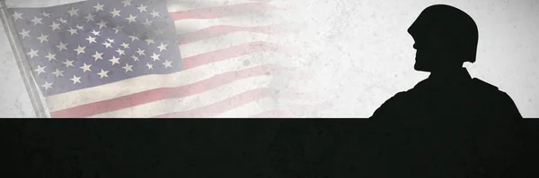 Kompozytowy Obraz Bieguna Falującą Flagą Ameryki — Zdjęcie stockowe