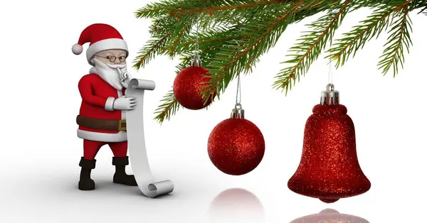 Santa Reading List Christmas Decorations — Stock Photo, Image