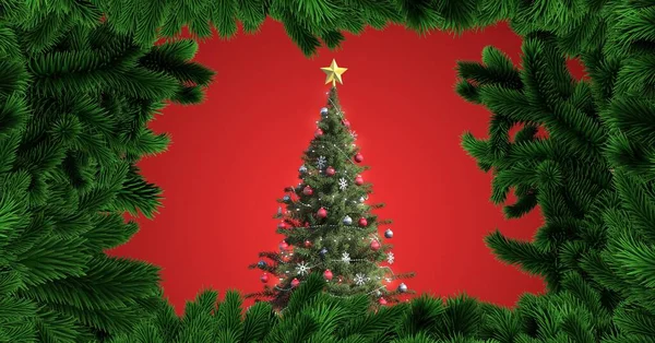新年やクリスマスの背景のための美しいお祝いのクリスマスツリー — ストック写真