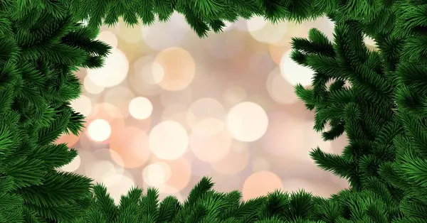 Gold Lights Christmas Tree Border — Stock Photo, Image