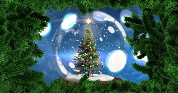 美丽的圣诞树 新年或圣诞背景 — 图库照片