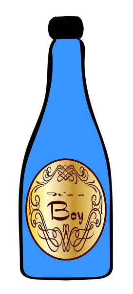 Niño Botella Azul Imagen Colorida —  Fotos de Stock