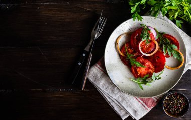 Arkaplanda sağlıklı yemek