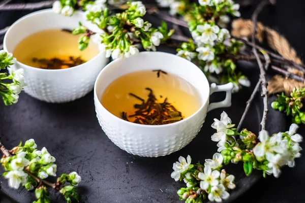 Sağlıklı Lezzetli Çaya Yakın Çekim Çay Zamanı Konsepti — Stok fotoğraf