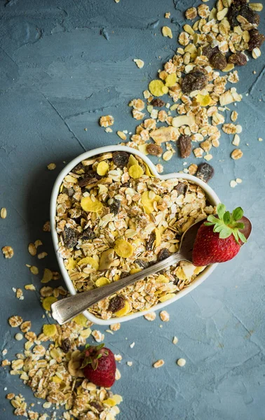 テーブルの上のおいしい食べ物 健康的な朝食のコンセプト — ストック写真