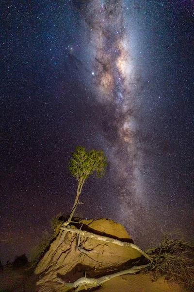 Galaktyka Drogi Mlecznej Świeci Jasno Nad Suchą Australią — Zdjęcie stockowe