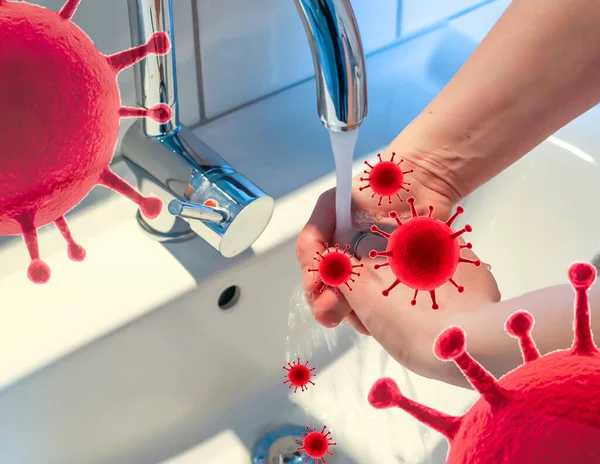 Cleaning Washing Hands Soap Prevention Outbreak Coronavirus Covid — Stock Photo, Image