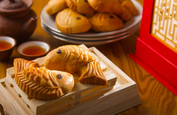 Biscoitos Tradicionais Bolo Lua Chinês — Fotografia de Stock