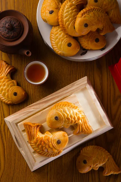 Biscoitos Tradicionais Bolo Lua Chinês — Fotografia de Stock