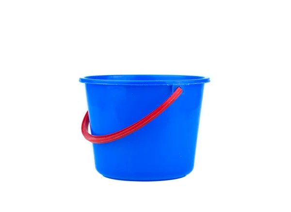 Cubo Plástico Azul Sobre Fondo Blanco — Foto de Stock