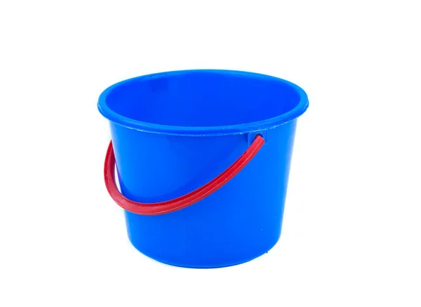 Blue Plastic Bucket White Background — Stock Photo, Image