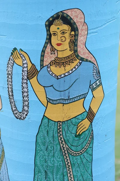 Indian Rural Art Travaille Dans Rue — Photo