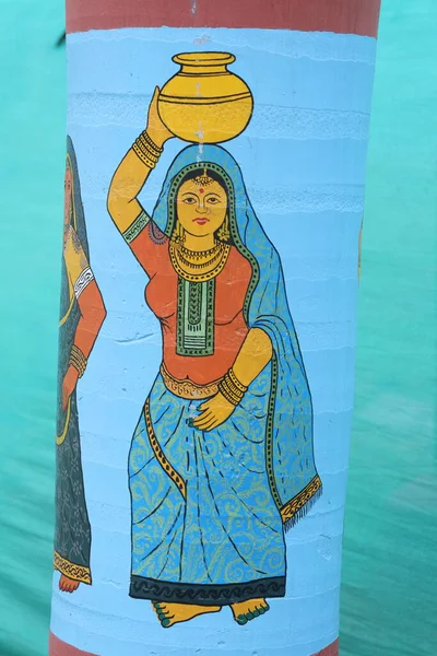 Індійське Сільське Мистецтво Працює Вулиці — стокове фото