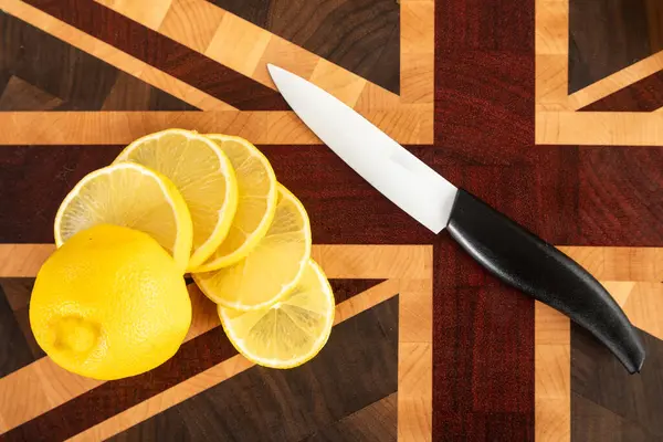 Sliced Orange Other Fruits Wooden Cutting Board — Stock Photo, Image