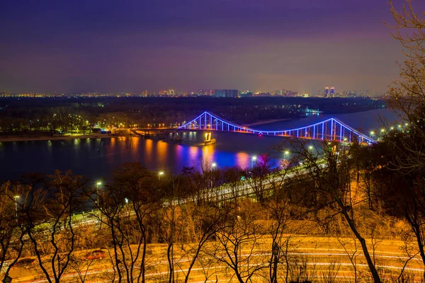 Vue Panoramique Beau Paysage Rivière Dnipro Kiev — Photo