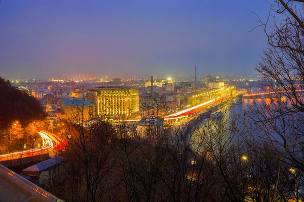 Bella Vista Notturna Kiev — Foto Stock