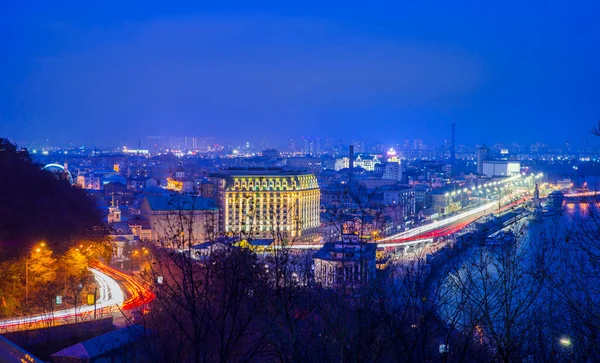 Kijów Noc Krajobraz Malowniczy Widok — Zdjęcie stockowe