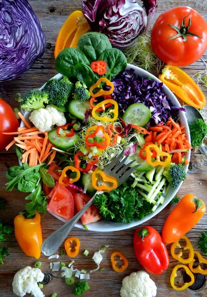 Sliced Vegetables Bowl Close — Stock Photo, Image