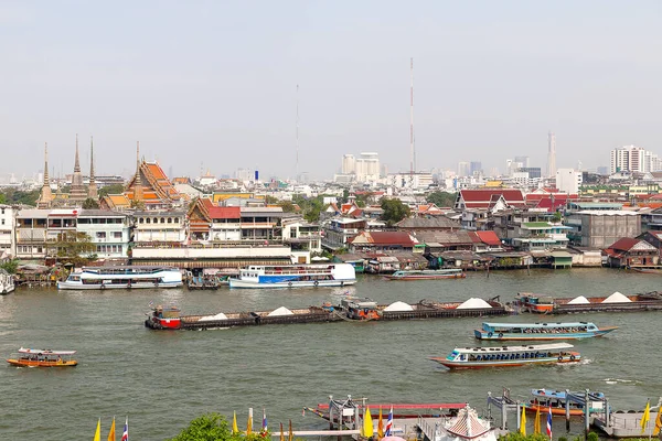Bunte Traditionelle Flussboote Überqueren Den Chao Phraya Fluss Bangkok Thailand — Stockfoto