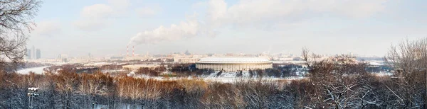 Panoramautsikt Luzjnikistadion Och Sparrow Kullar Från Observationsdäck Nära Moskva Staten — Stockfoto