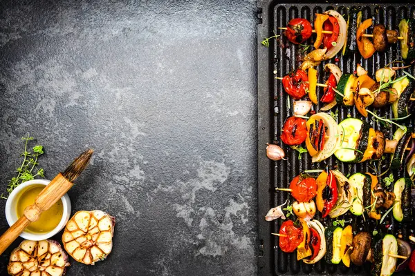 烧烤烤蔬菜切菜机 食物背景 — 图库照片