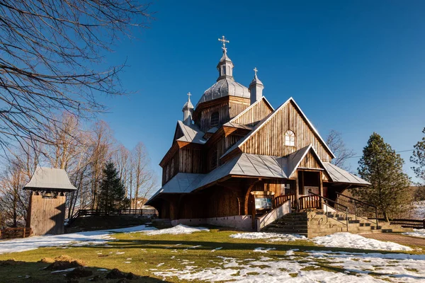 Деревянная Православная Церковь Хосжове Карпатские Горы Бещады — стоковое фото