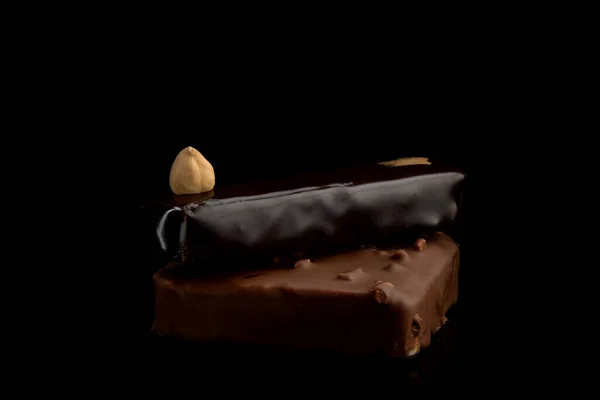 Artisan Monoportion Cake Handgjord Chokladdessert Svart Rygg — Stockfoto