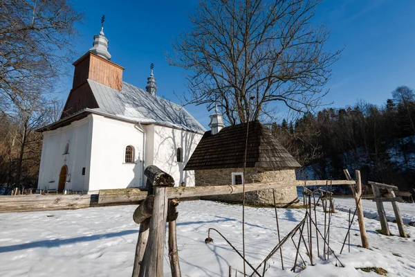 Exterior Igreja Ortodoxa Lopienka Arquitetura Bieszczady — Fotografia de Stock