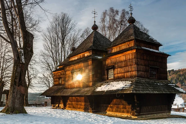 Смольницкая Деревянная Православная Церковь Карпатские Горы Бещады — стоковое фото