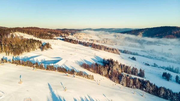 Flygfoto Panoramautsikt Över Dalen Vintersäsongen — Stockfoto