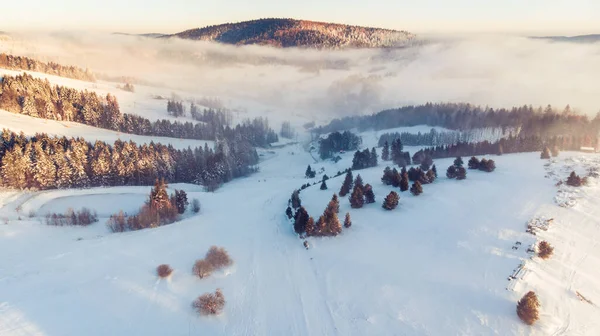 Luchtpanoramisch Uitzicht Vallei Het Winterseizoen — Stockfoto