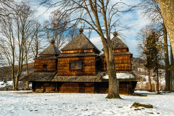 Смольницкая Деревянная Православная Церковь Карпатские Горы Бещ — стоковое фото