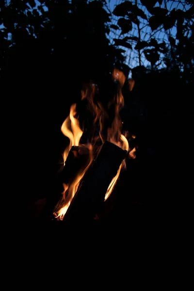 Flames Dark Close View — Stock Photo, Image