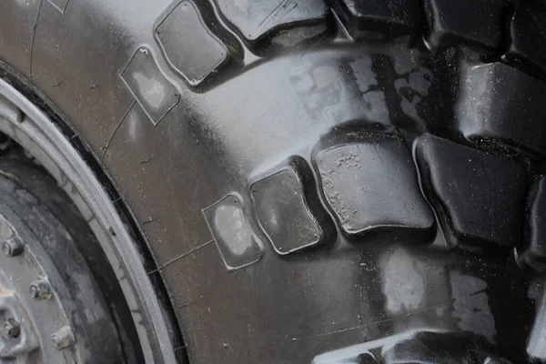 Dark Rough Rubber Truck Tire — Fotografia de Stock