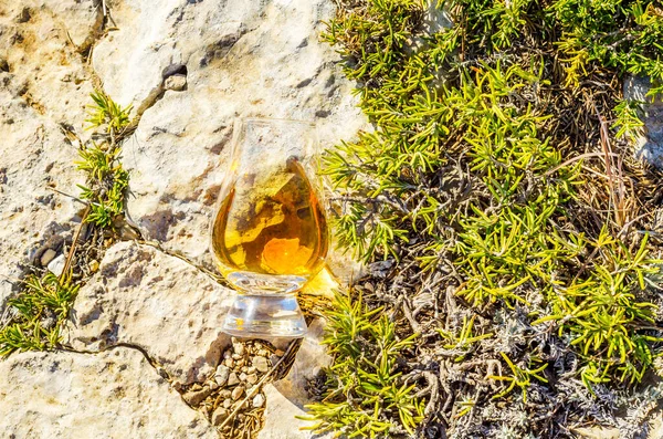 Glass Single Malt Whisky Glass Rock — Stock Photo, Image