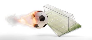 cep telefonu futbol sahası ve futbol golü ve top 3d-illüstrasyon