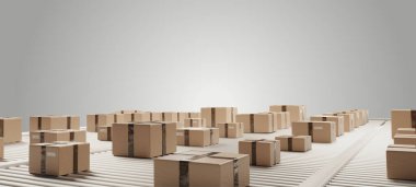 Posta paketi lojistik nakliye paketleri 3d-illüstrasyon kahverengisi 