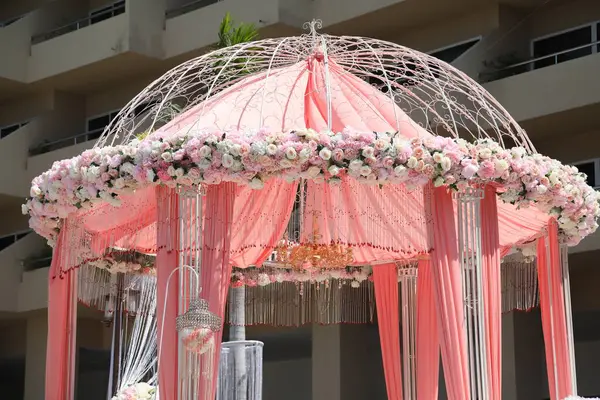 Virágok Dekoráció Funkció Esküvőn — Stock Fotó