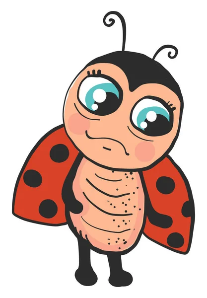 Scared Ladybug Wings Illustration Vector White Background — Stock Photo, Image