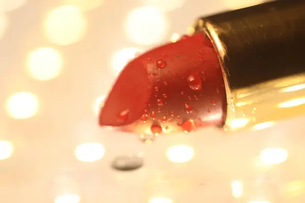 Rött Läppstift Närbild Makeup Kosmetika — Stockfoto