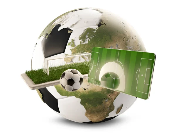 Handy Fußballfeldball Und Tor Illustration Element — Stockfoto