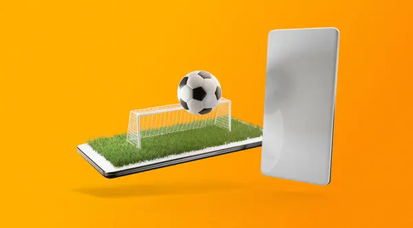 Bola Campo Futebol Telefone Celular Meta Ilustração — Fotografia de Stock