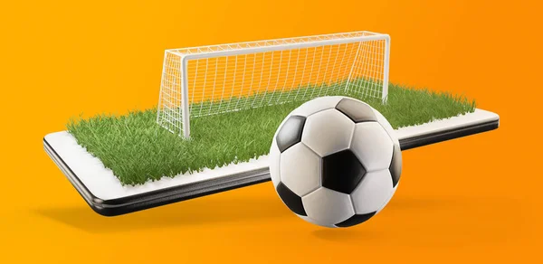 Handy Fußballfeldball Und Tor Illustration — Stockfoto