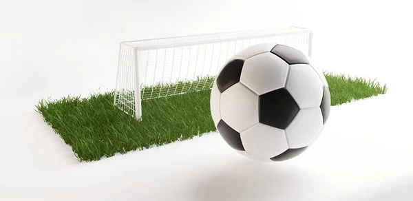 携帯電話のサッカー場のボールとゴール3Dイラスト — ストック写真