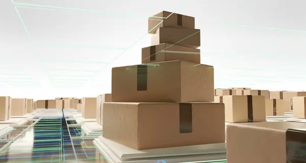 postal parcel logistics shipping parcels 3d-illustration
